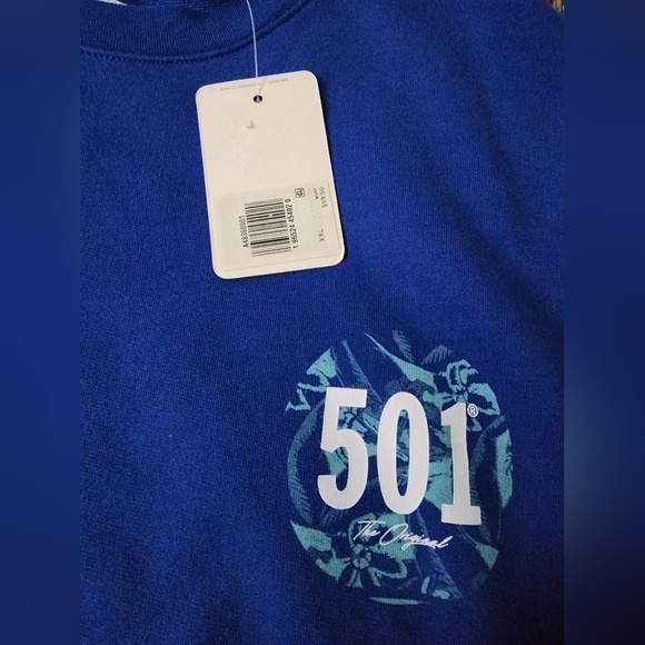 NWT Levi's 501 Oversized Blue Striped Pullover LS Sweater XXL - Picture 2 of 5